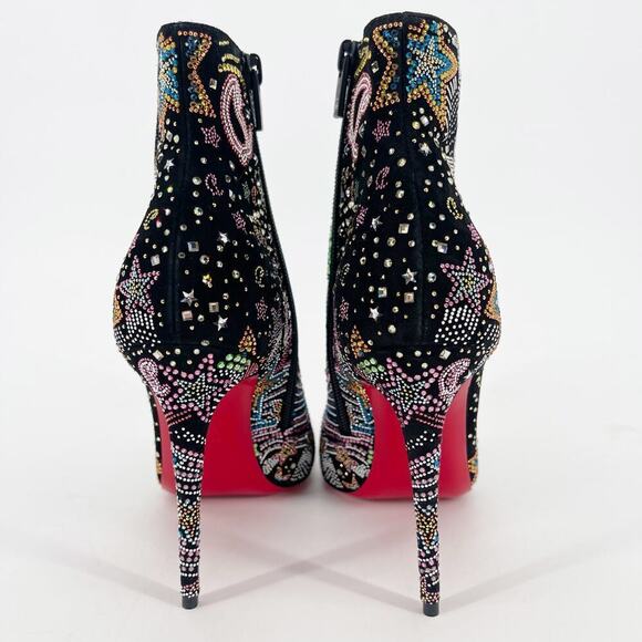 Christian Louboutin So Kate Starlight Strass Black Suede Crystal Booties EU 37.5 - Picture 7 of 13